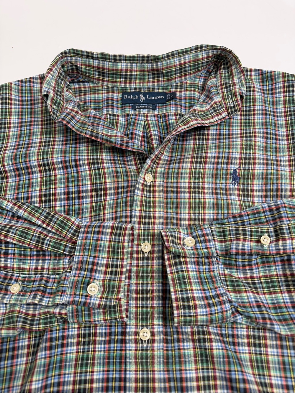 Vintage Ralph Lauren Classic Fit Plaid Button Front Shirt – Made in Hong Kong